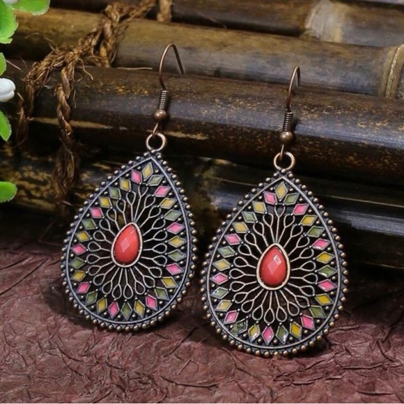 LLK Jewelry - 🎉LAST PAIR🎉Bohemian colorful drop hoop earrings